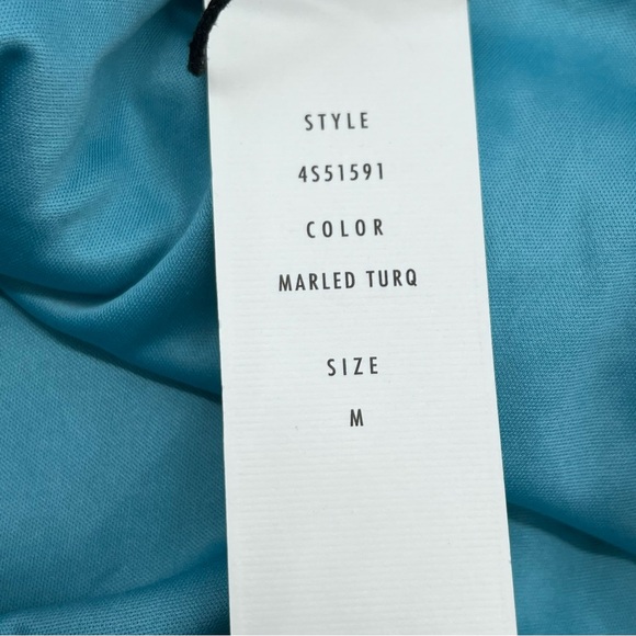 Olive & Oak Turquoise Knit Spaghetti Strap Drawstring Lined Dress-Size M - Picture 11 of 12